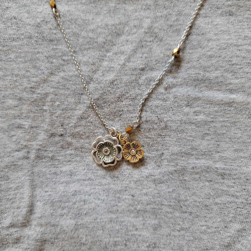 Coach || silver and gold flower charm necklace - Picture 2 of 6